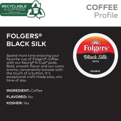 Folgers Black Silk Coffee, Keurig K-Cup Pod, Dark Roast, 96/Carton (6662CT)
