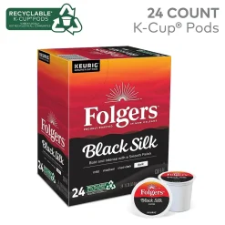 Folgers Black Silk Coffee Keurig® K-Cup® Pods, Dark Roast, 24/Box (6662)