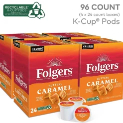 Folgers Buttery Caramel Coffee, Keurig K-Cup Pod, Medium Roast, 24/Box, 4 Boxes/Carton (6680CT)
