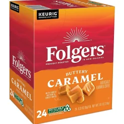 Folgers Buttery Caramel Coffee, Medium Roast, 0.31 oz. Keurig® K-Cup® Pods, 24/Box (6680)