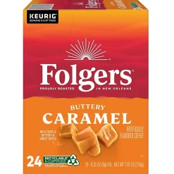 Folgers Buttery Caramel Coffee, Medium Roast, 0.31 oz. Keurig® K-Cup® Pods, 24/Box (6680)