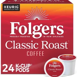 Folgers Classic Roast Coffee, Medium Roast, 0.28 oz. Keurig® K-Cup® Pods, 24/Box (6685)