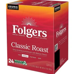 Folgers Classic Roast Coffee, Medium Roast, 0.28 oz. Keurig® K-Cup® Pods, 24/Box (6685)
