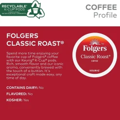 Folgers Classic Roast Coffee, Medium Roast, 0.28 oz. Keurig® K-Cup® Pods, 24/Box (6685)
