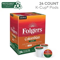 Folgers Colombian Decaf Coffee Keurig® K-Cup® Pods, Medium Roast, 24/Box (5000053359)