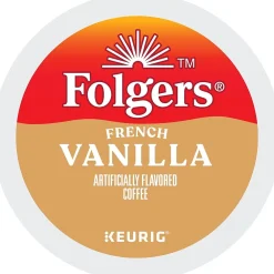 Folgers French Vanilla Coffee, Medium Roast, 0.31 oz. Keurig® K-Cup® Pods, 24/Box (6661)