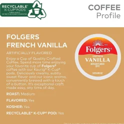 Folgers French Vanilla Coffee, Medium Roast, 0.31 oz. Keurig® K-Cup® Pods, 24/Box (6661)
