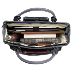 Florence Faux Leather Tote Bag, Gray (FLORLRT-03)<Francine Collection Outlet