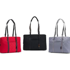 No. 5 Classic Red Quilted Nylon Laptop Tote (FFTRENO5)<Francine Collection Clearance