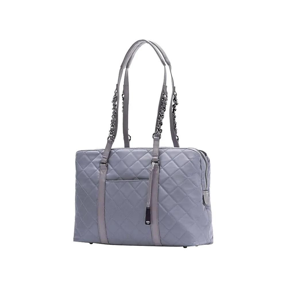 No. 5 Classic Gray Quilted Nylon Laptop Tote (FFTGYNO5)<Francine Collection Online
