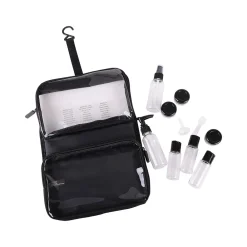 6.75" 12-Piece Plastic Toiletry Bag Kit, Black/Clear (36023)<G Force Hot