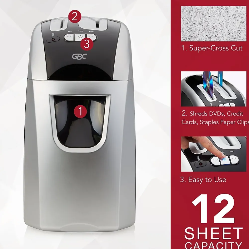 Clearance GBC EX12-05 12-Sheet Cross Cut Personal Shredder (1757390)