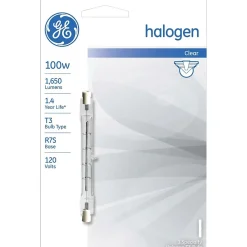 GE 100 Watt Clear T-3 Double Ended Halon (22489/22486)