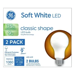 GE 9 Watt Soft White LED neral-Purpose Bulb, 2/Pack (93109032)