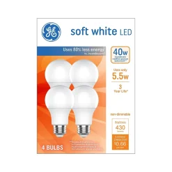 GE 5.5 Watt Soft White LED neral-Purpose Bulb, 4/Pack (93131062)