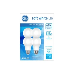 GE 8.5 Watt Soft White LED neral-Purpose Bulb, 4/Pack (93131063)