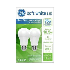 GE 10.5 Watt Soft White LED neral-Purpose Bulb, 2/Pack (93131321)