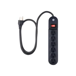 GE Heavy Duty 6 Outlet Power Strip, Black (56223)