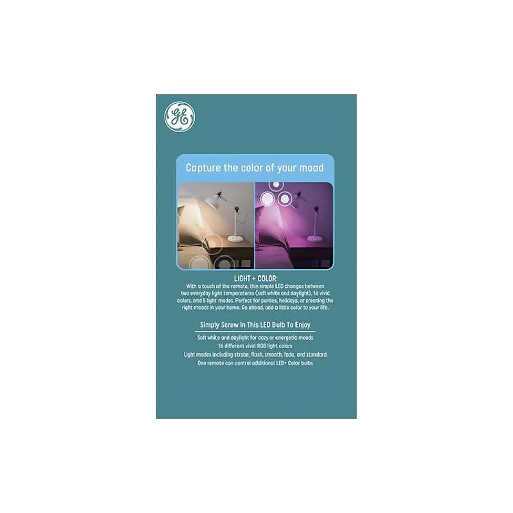 GE LED+ 60W Equivalent A19 Smart Light Bulb, Color-Changing (93100205)