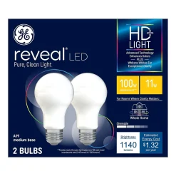 GE Reveal 11 Watt Warm White LED neral-Purpose Bulb, 2/Pack (46657)