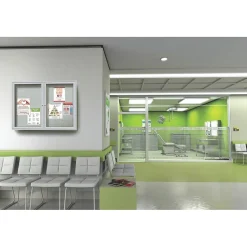 Bulletin*Ghent 3' H x 5' W Enclosed Vinyl Bulletin Board with Satin Frame, 2 Door, Silver (PA23660VX-193)