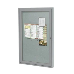 Bulletin*Ghent 3' H x 2' W Enclosed Vinyl Bulletin Board with Satin Frame, 1 Door, Silver (PA13624VX-193)