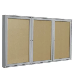 Bulletin*Ghent 4' H x 6' W Enclosed Vinyl Bulletin Board with Satin Frame, 3 Door (PA34872VX-181)