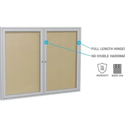 Bulletin*Ghent 3' H x 5' W Enclosed Vinyl Bulletin Board with Satin Frame, 2 Door (PA23660VX-181)