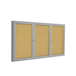 Bulletin*Ghent Cork Enclosed Bulletin Board, Satin Frame, 3'H x 6'W (PA33672K)