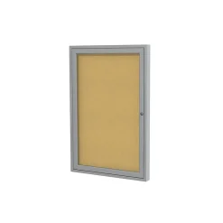 Bulletin*Ghent Cork Enclosed Bulletin Board, Satin Frame, 1.5'H x 2'W (PA12418K)