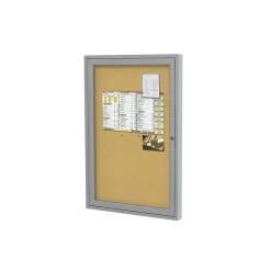 Bulletin*Ghent Cork Enclosed Bulletin Board, Satin Frame, 1.5'H x 2'W (PA12418K)
