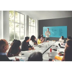 Dry Erase*Ghent Harmony 4'H x 8'W Magnetic Glass Whiteboard with Square Corners, Blue (HMYSM48BE)