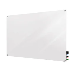 Dry Erase*Ghent Harmony 4'H x 8'W Magnetic Glass Whiteboard with Square Corners, White (HMYSM48WH)
