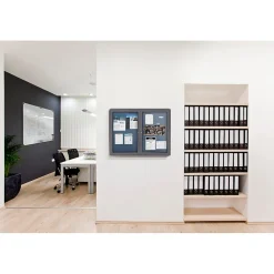 Bulletin*Ghent Ovation 4' H x 6' W Enclosed Fabric Bulletin Board with Gray Frame, 3 Door, Gray (OVG5-F91)