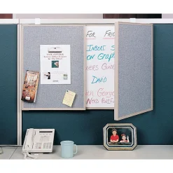 Dry Erase*Ghent VisuALL PC Whiteboard Cabinet with Fabric Bulletin Board Exterior Doors, Gray (41302)