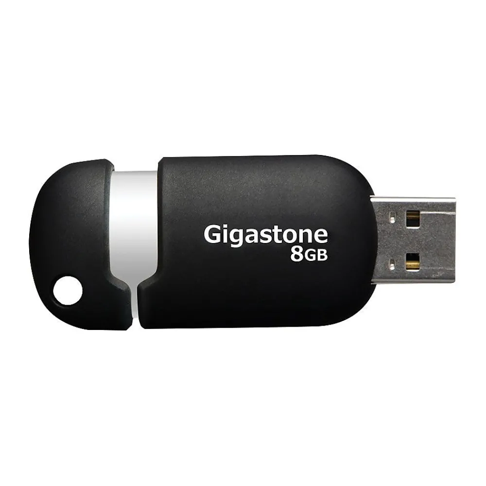 Outlet Gigastone 8GB USB 2.0 Type A Flash Drive, Black/Silver (GS-Z08GCNBL-R)