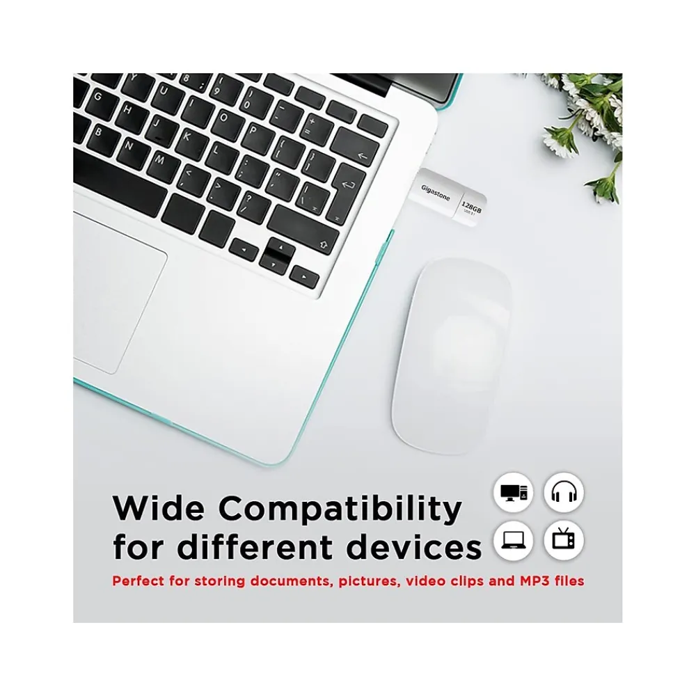 Hot Gigastone 128GB USB 3.1 Type-A Flash Drive, White (GS-U3128GBWH-BC)