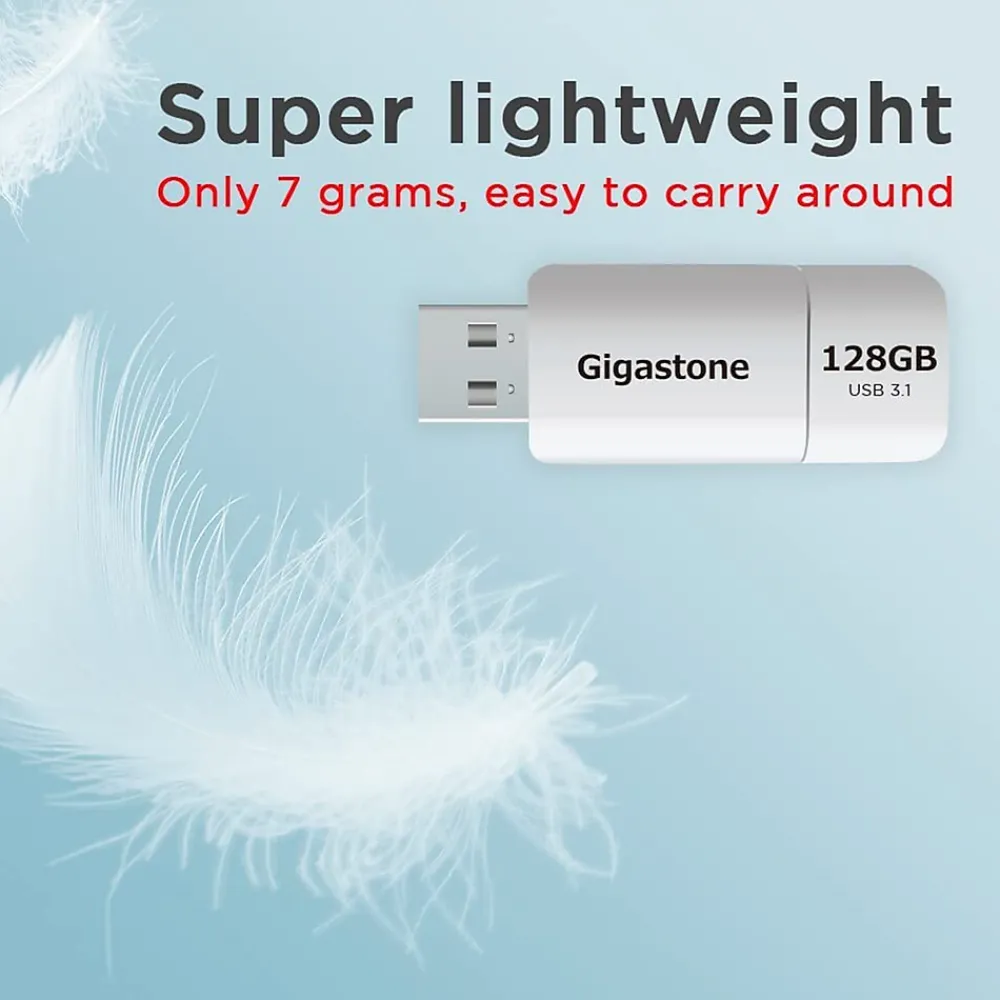 Hot Gigastone 128GB USB 3.1 Type-A Flash Drive, White (GS-U3128GBWH-BC)