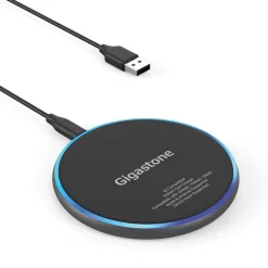 Qi Certified Fast Wireless Charging Pad, Black, (GS-GA-9700B-R)<Gigastone Best