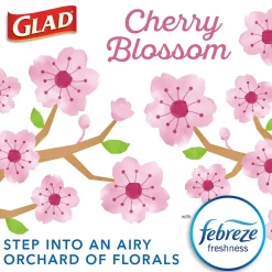 Odorshield 4 Gallon Drawstring Kitchen Trash Bag, Febreeze Cherry Blossom, Pink, 34 Bags/Box (79274)<Glad Sale