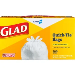 Quick-Tie Tall Kitchen Trash Bags, 13 Gallon, 200/Box (15931)<Glad Online