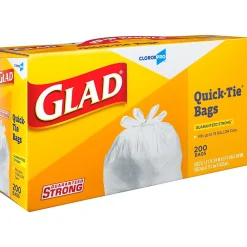 Quick-Tie Tall Kitchen Trash Bags, 13 Gallon, 200/Box (15931)<Glad Online