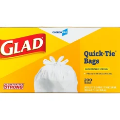 Quick-Tie Tall Kitchen Trash Bags, 13 Gallon, 200/Box (15931)<Glad Online