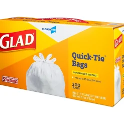 Quick-Tie Tall Kitchen Trash Bags, 13 Gallon, 200/Box (15931)<Glad Online