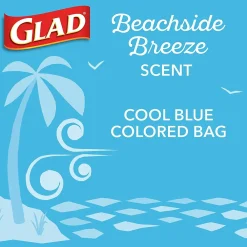 Small Kitchen Drawstring Trash Bags, 4 Gallon, Blue, Febreze Beachside Breeze, 80/Box (79155)<Glad Discount