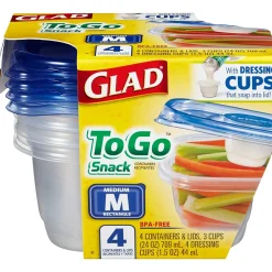 Glad ® To Go Lunch Containers, 32 Oz., 4/Pack (78404)