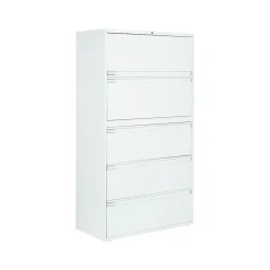 File Cabinets*Global 9300 Plus Series 5-Drawer Lateral File Cabinet, Locking, Letter/Legal, Designer White, 36" (TD9336P5F1HDWT)