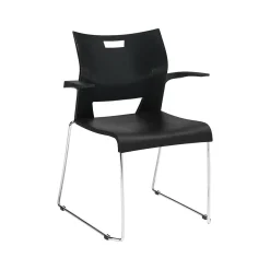 Folding & Stacking*Global Duet Polypropylene Office Stacking Chairs, Asphalt Night, 4/Carton (TD6620CHBLK)