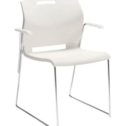 Folding & Stacking*Global Popcorn 6710 Plastic Stacking Chairs with Arms, Ivory Clouds, 4/Ct (TD6710-IVC)
