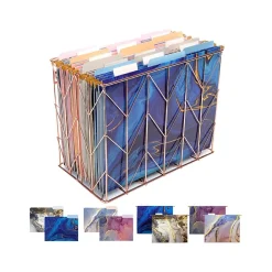 Hanging File Folders|Global Printed Products Deluxe Designer Marble Hanging File Folder Kit, 1/3-Cut Tab, Letter Size, Assorted Colors